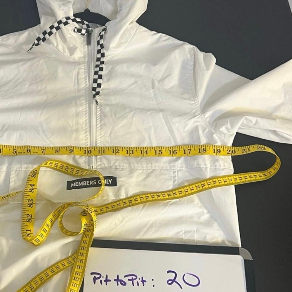 Members Only White Black Windbreaker Jacket XS Quarter Zip Hooded Pullover - Picture 13 of 14